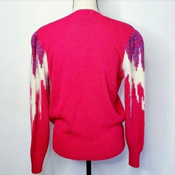 Christine | Barbiecore Vintage Pink Sparkle Sweater Small - Picture 7 of 9